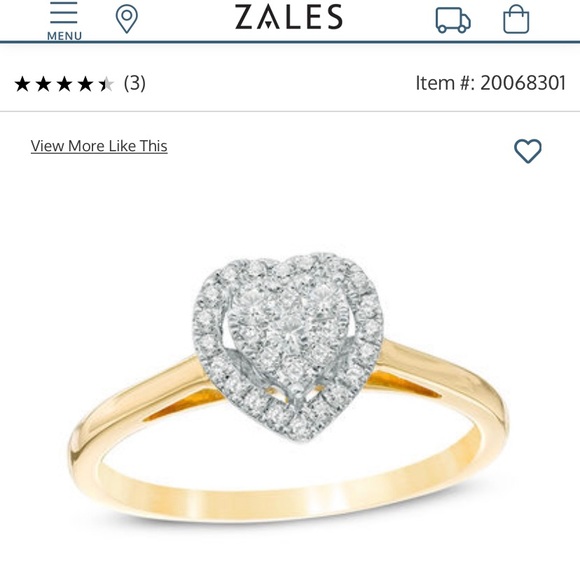 1/4 CT. T.W. Composite Diamond Heart Frame Promise Ring in 10K Gold - Picture 3 of 5